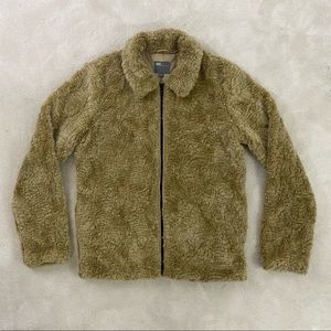 ASOS Women's Beige / Tan Sherpa Cozy Zipper Jacket Teddy Coat Size L